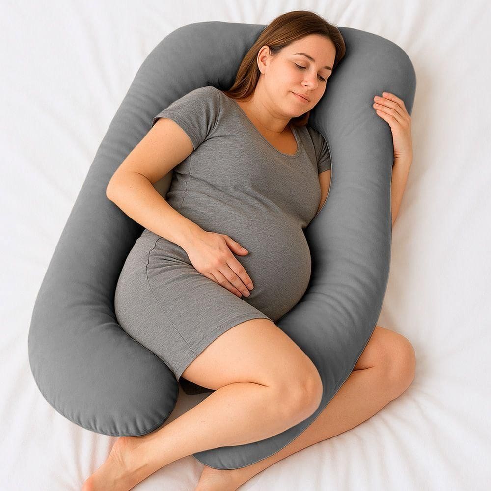 Almofada Travesseiro De Corpo Gestante Relaxante Isa Grande Macia Veludo Cinza - Desk Design