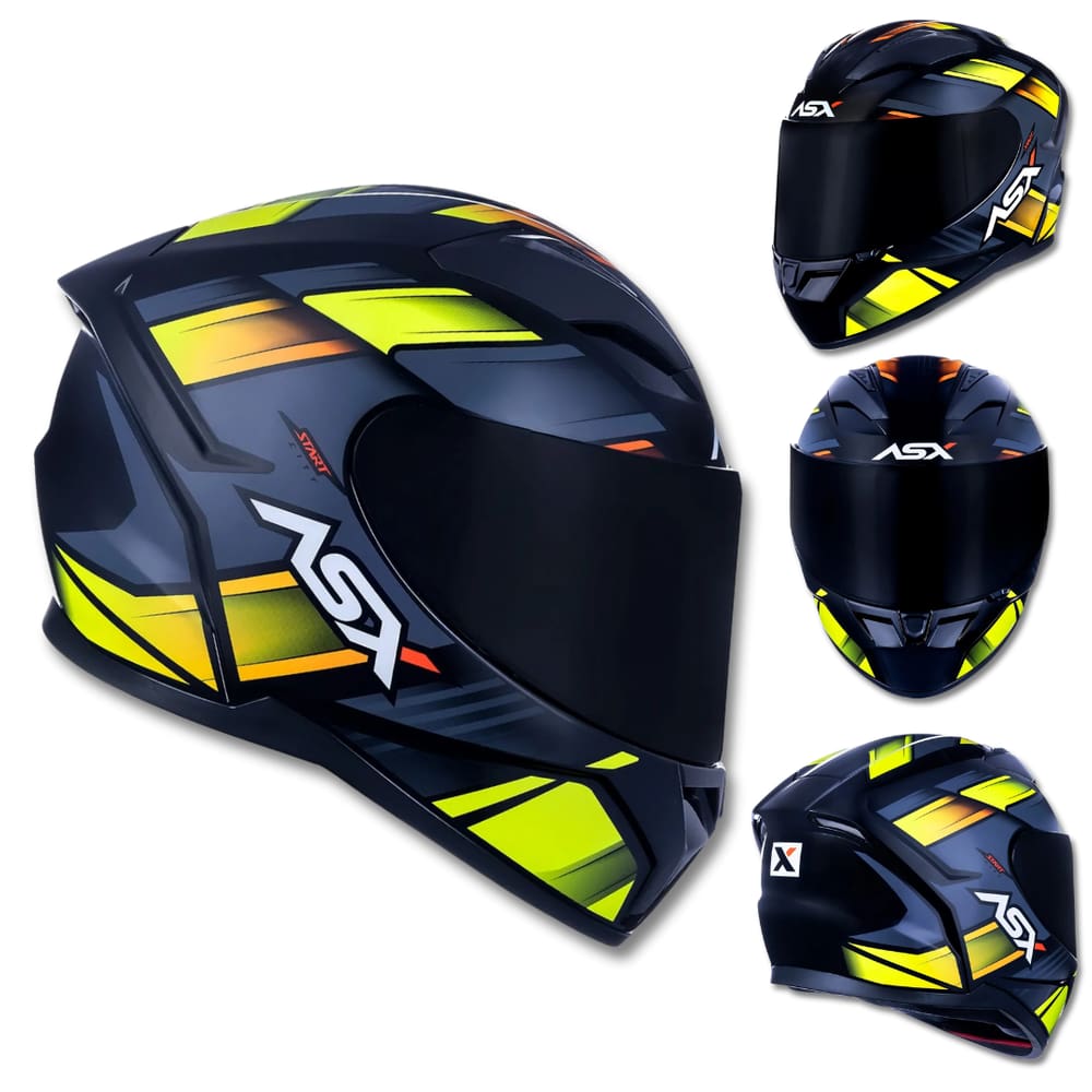 Capacete ASX City Start Cinza e Amarelo Fluor
