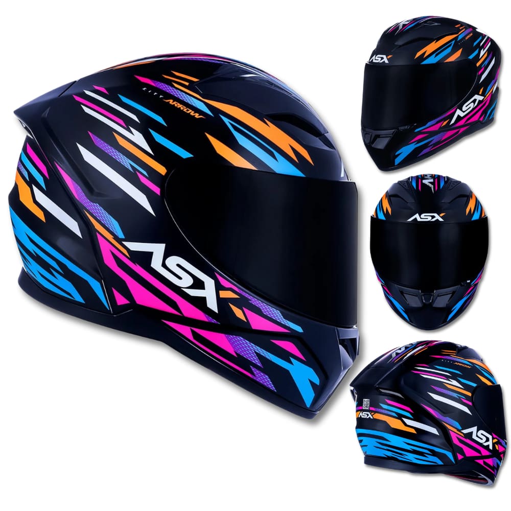 Capacete ASX City Arrow Preto Rosa e Laranja