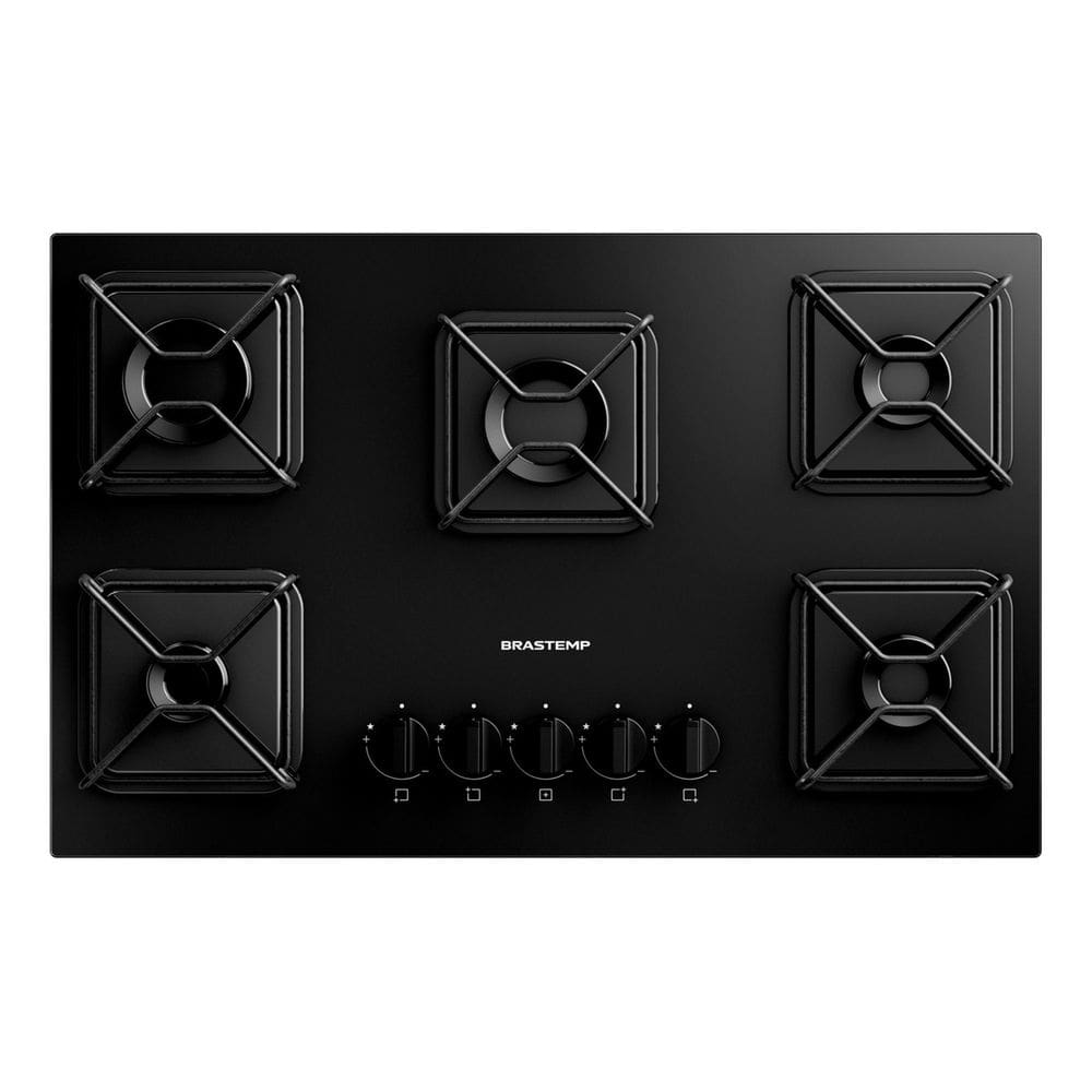 Cooktop 5 Bocas A Gas Vidro Preto Power - Brastemp