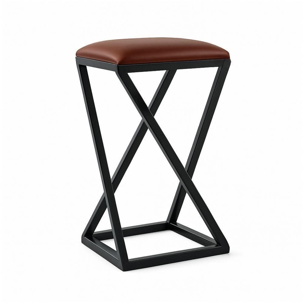 Banqueta Z Baixa 50 Cm Banquinho Cozinha Balcão Bar Corino Cor:marrom