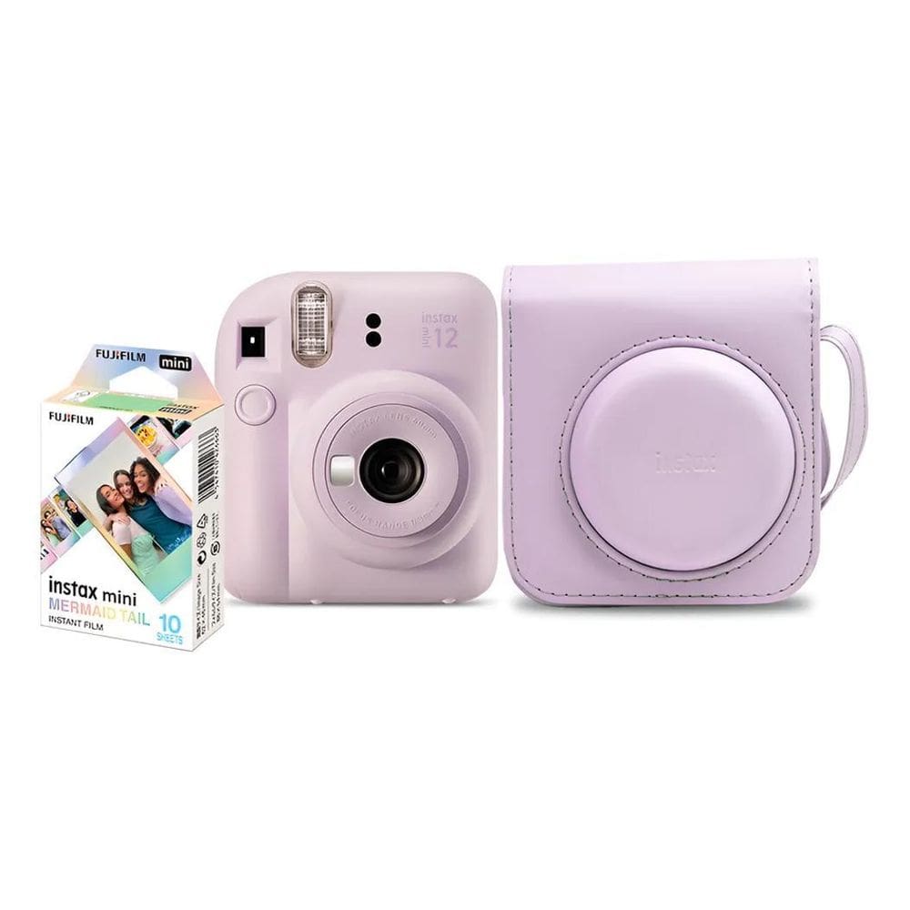 Câmera Instantânea Instax Mini 12 Com 10 Filmes E Bolsa Lilá