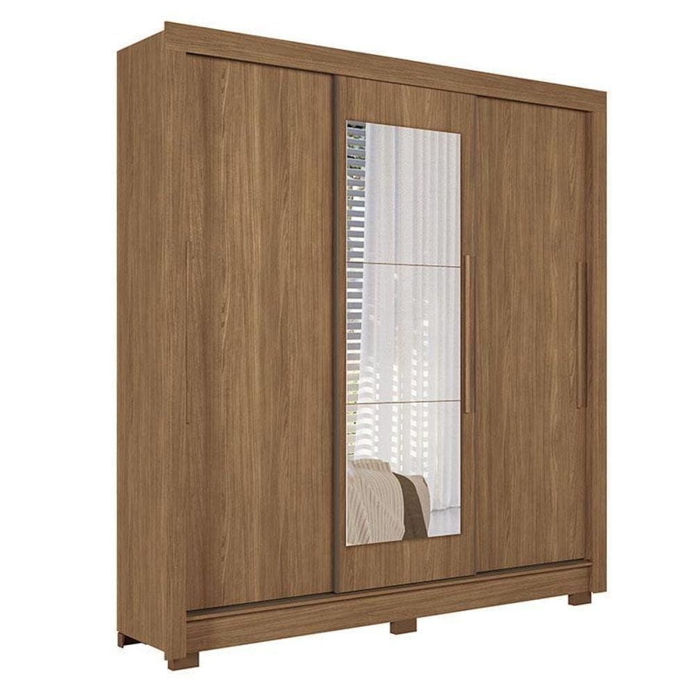 Guarda Roupa Casal 3 Portas De Correr Maringá Com Espelho Jatobá - Santos Andirá