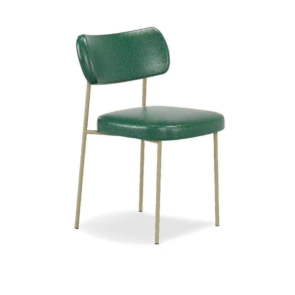 Cadeira Stela Champanhe de Jantar Couro Sintetíco Verde - Vallisa Decor