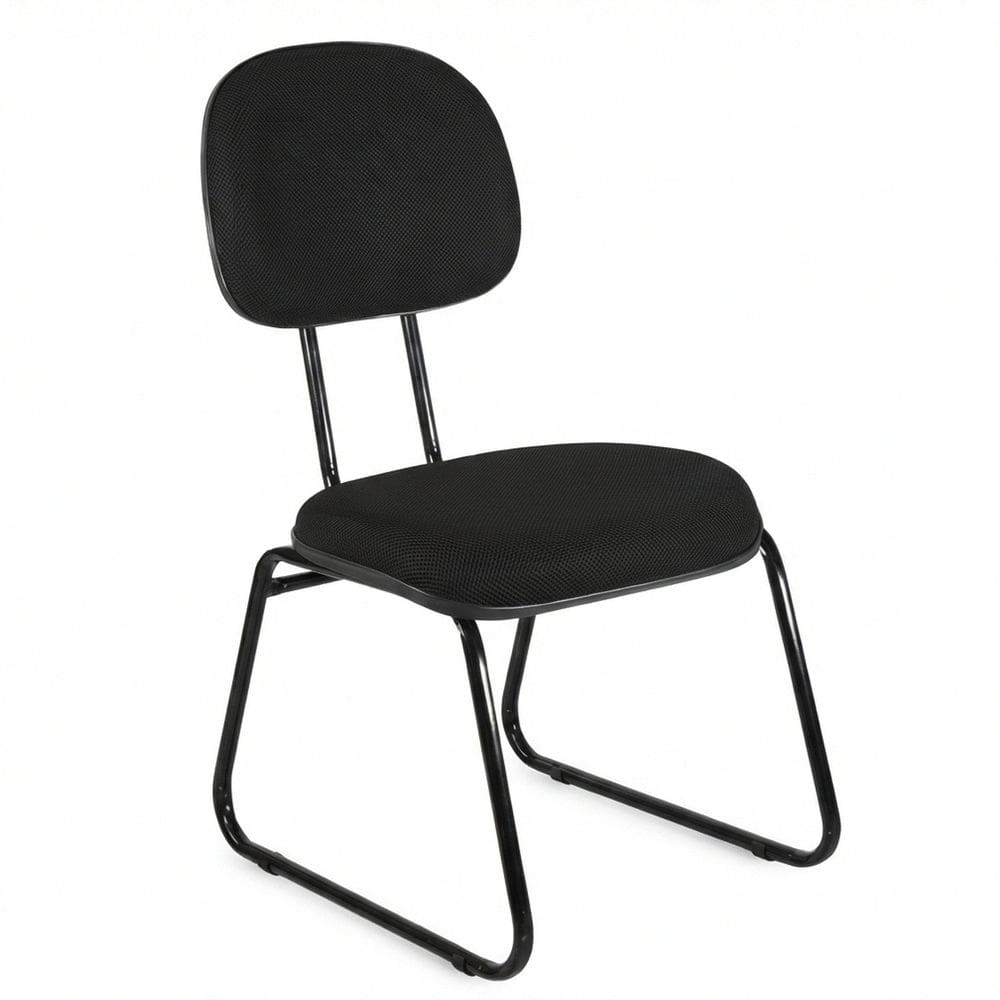 Cadeira Secretaria Fixa Sky L Duplo Tecido Preto
