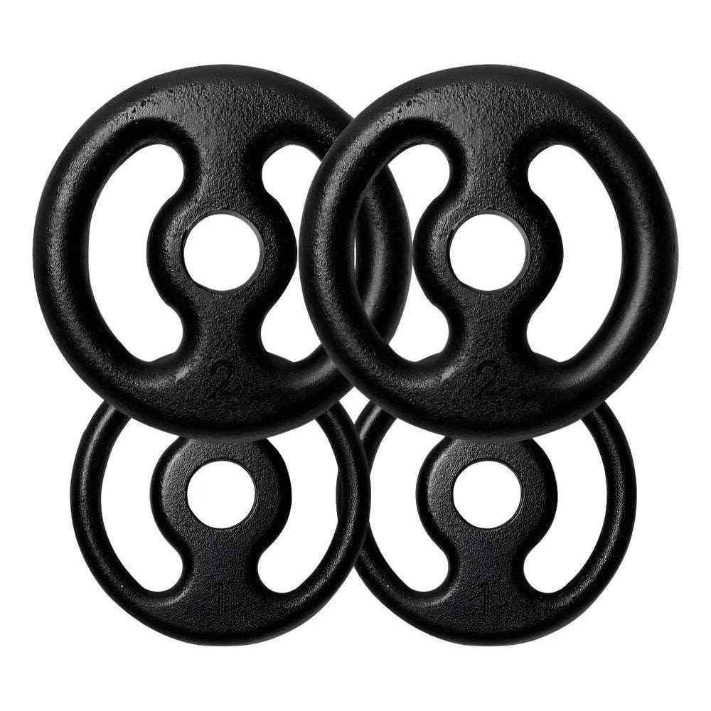 Kit Com 04 Anilhas De Ferro - Pares De 1Kg E 2Kg Preto