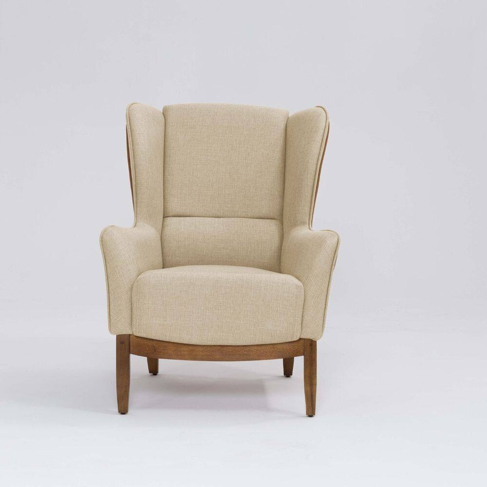 Poltrona para Sala de Estar Base em Madeira Milena Mescla Terracota / Marfim