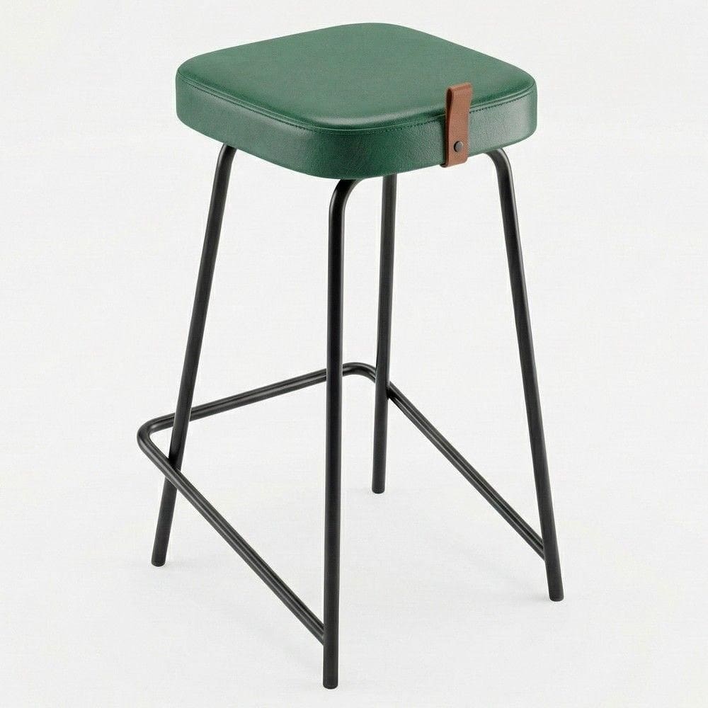 Banqueta Média Para Cozinha Vik Estofada Couríssimo Verde - Desk Design