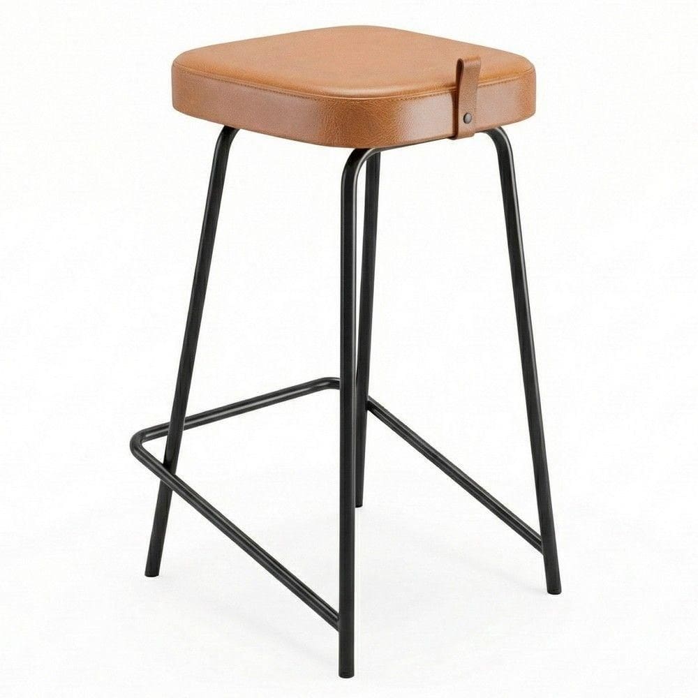 Banqueta Média Para Cozinha Vik Estofada Couríssimo Whisky - Desk Design