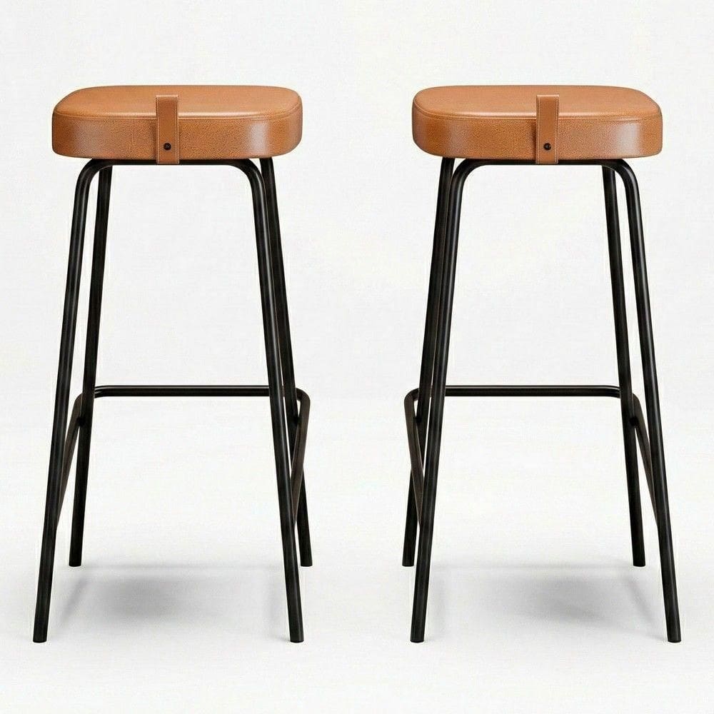 Kit 02 Banquetas Altas Cozinha E área Gourmet Vik Estofada Couríssimo Whisky - Desk Design