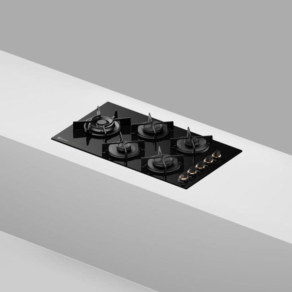 Cooktop 5 Bocas A Gas Vidro Preto Chef - Electrolux