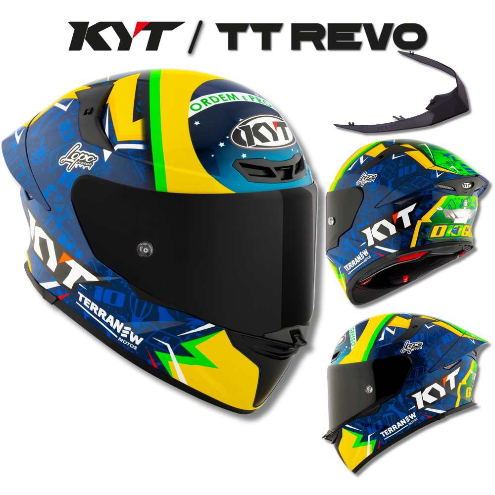 Capacete KYT TT Revo Diogo Moreira 2024 Azul e Amarelo