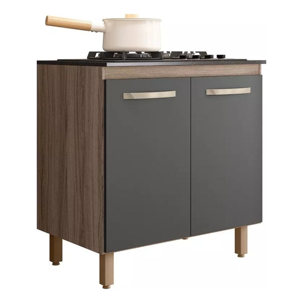 Balcão Multiuso Para Cooktop 4 Ou 5 Bocas 80cm Com 2 Portas