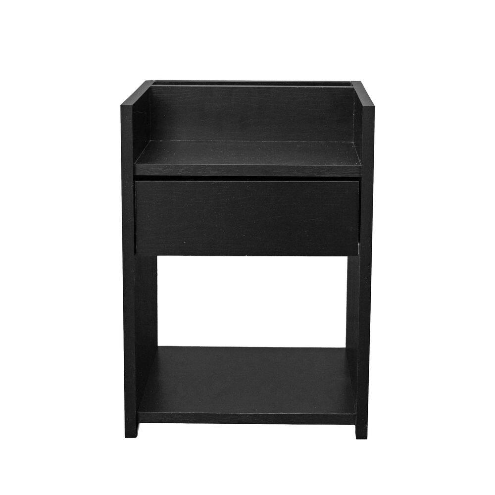 Mesa Cabeceira Compacta 32x30x45 Gaveta Nicho Moderna Quarto Preto