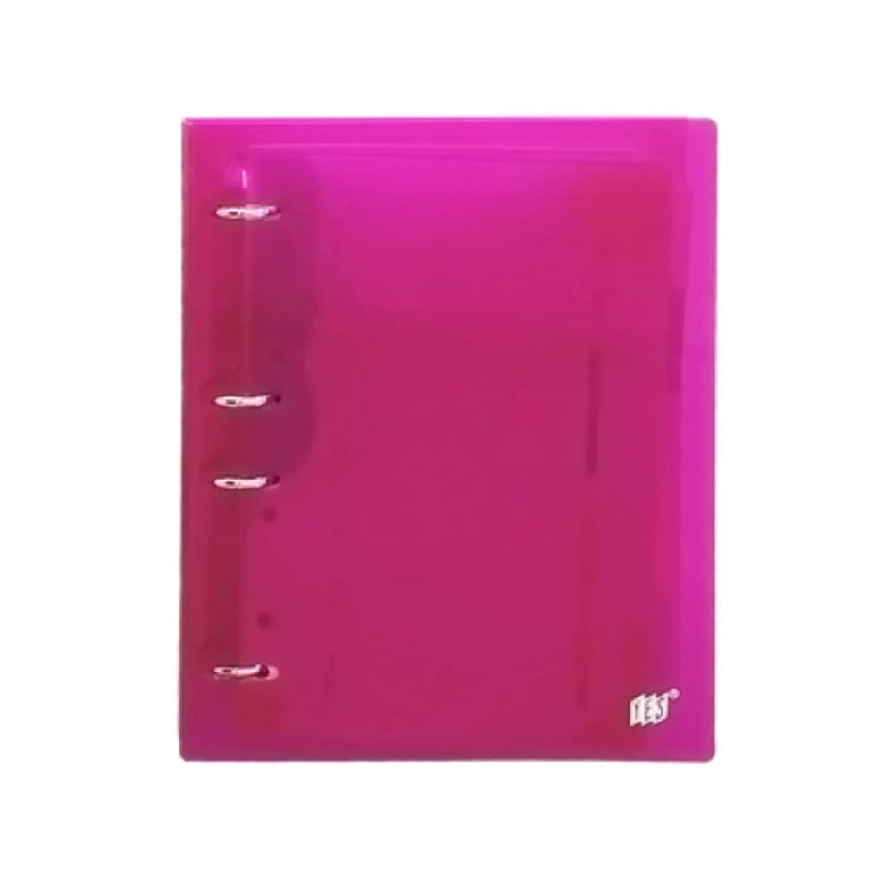 Fichário Argolado Colegial B5 Yes Transparente Rosa Com Folhas e Divisórias - YES