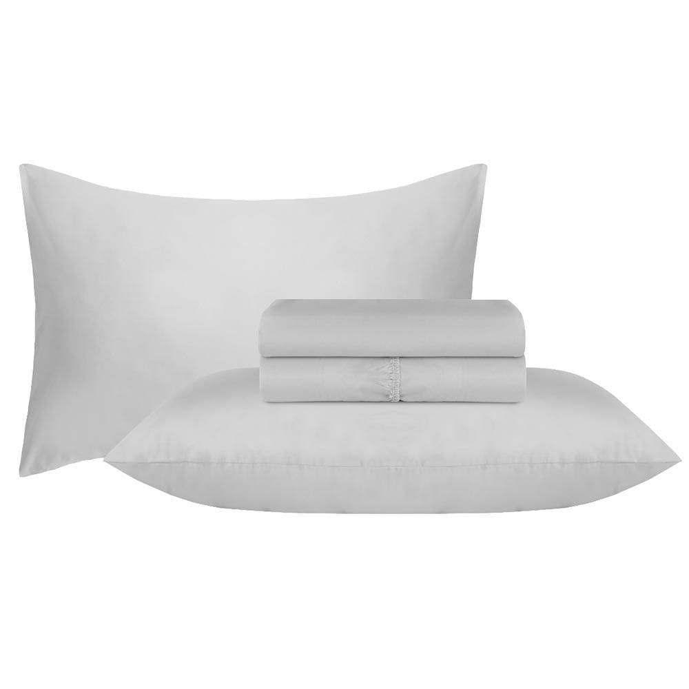 Jogo de Cama Duplo Casal 4 Peças Percal 180 Fios Cinza Sonhare Prata