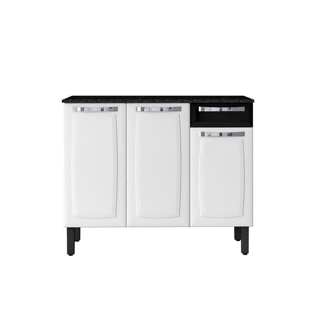 Balcão Itatiaia3 Portas1 Gaveta Branco-preto Rose