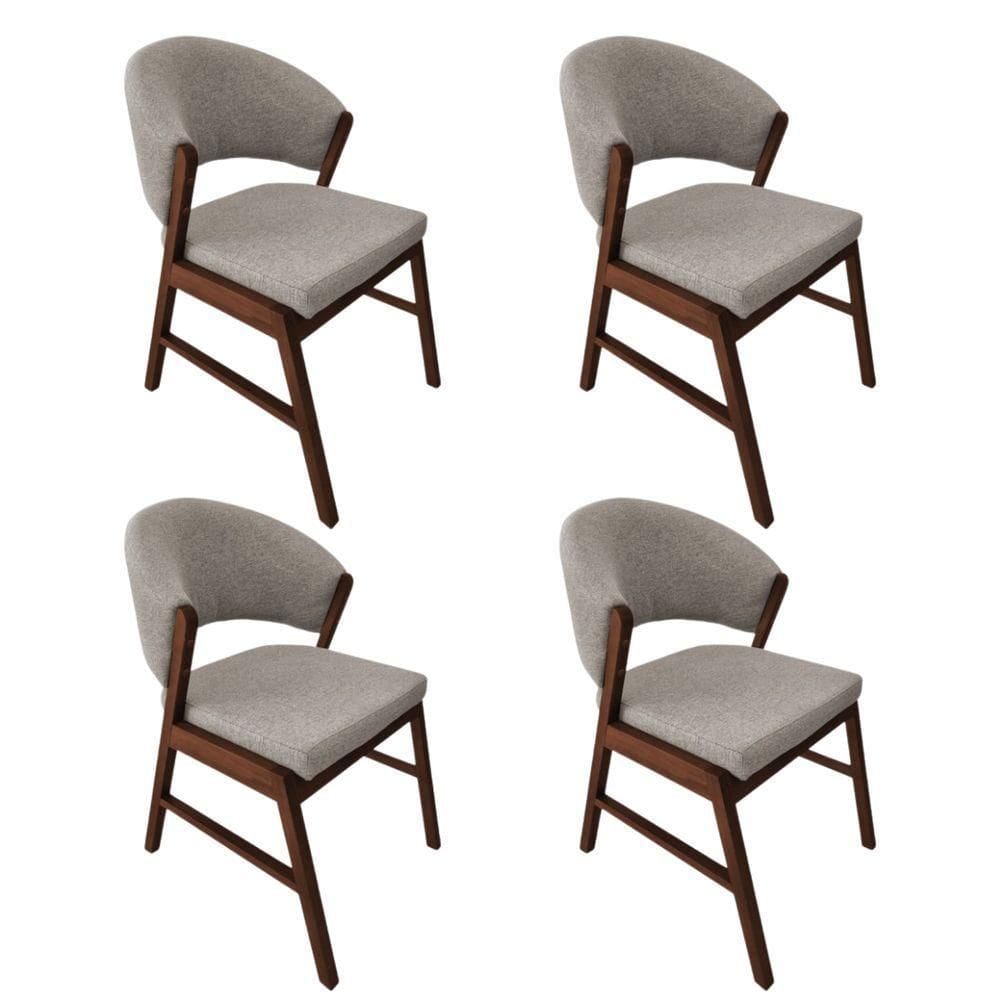 Kit 4 Cadeiras De Jantar Madeira Maciça Débora Linho Premium Bege Linho