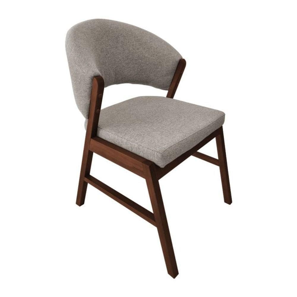 Cadeira De Jantar Madeira Maciça Débora Linho Premium Bege Linho