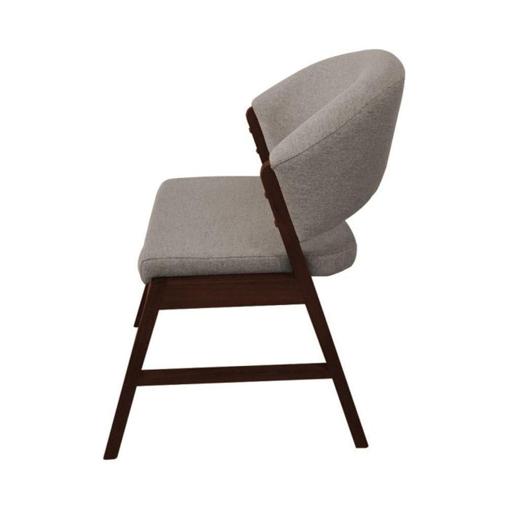 Cadeira De Jantar Madeira Maciça Débora Linho Premium Castanho Bege Linho