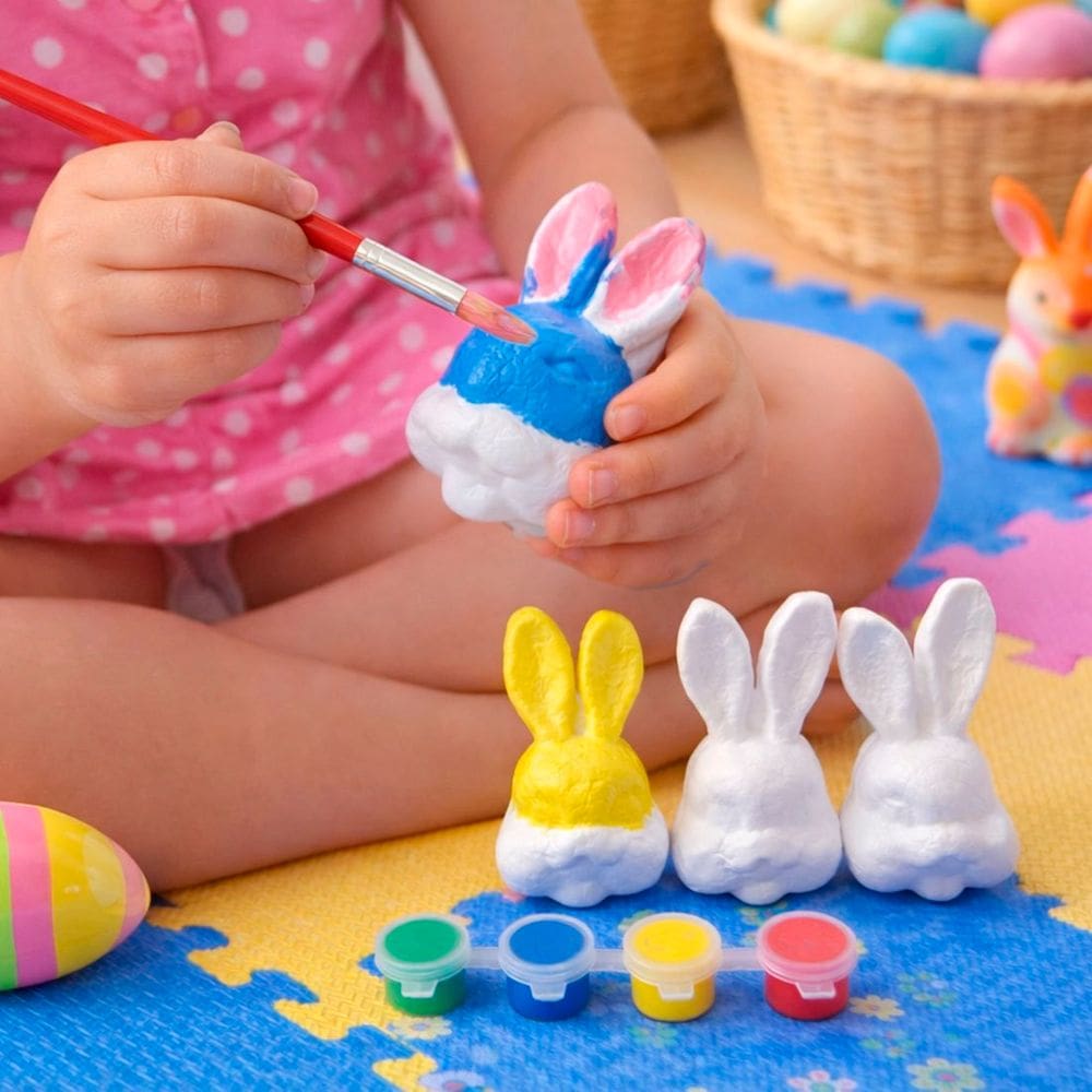 Cabeça Coelho Páscoa Para Pintar Colorir Com Pincel Kit 36pç