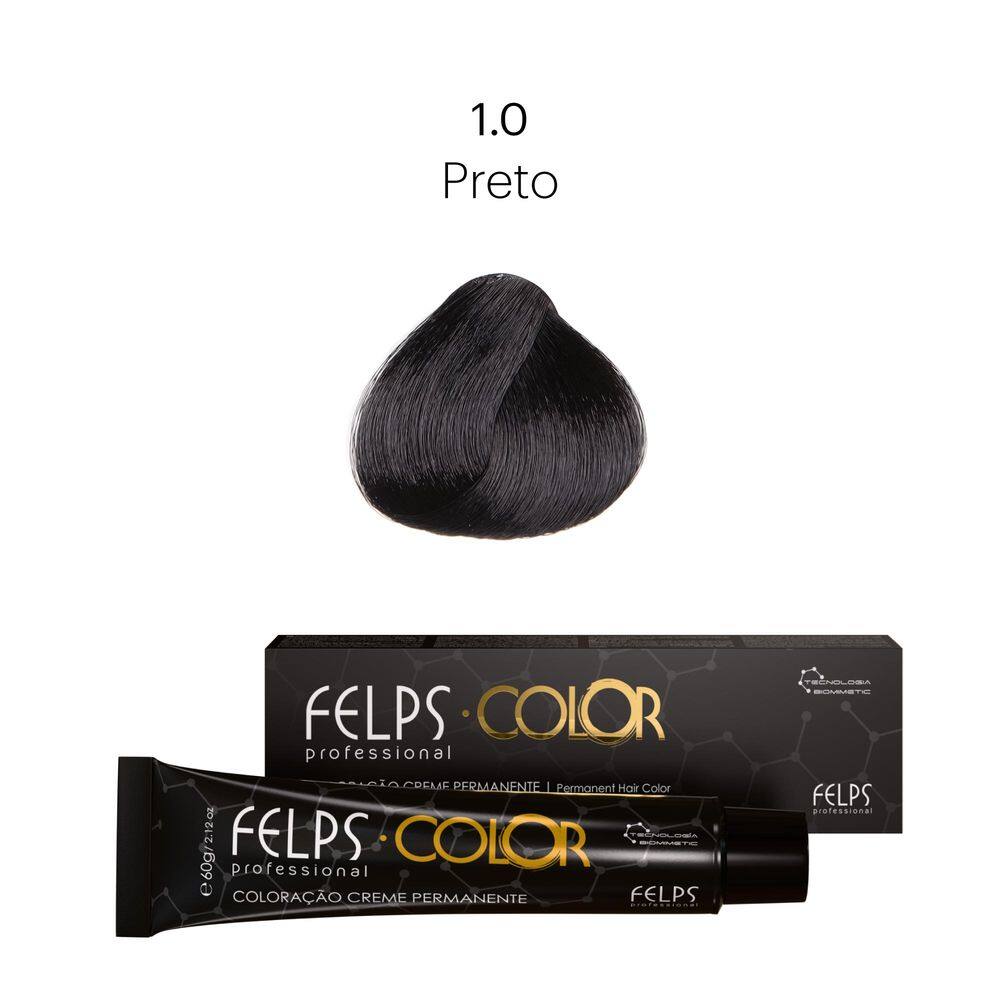 Coloração Profissional  Felps Color Preto 1.0 (Base) - 60g