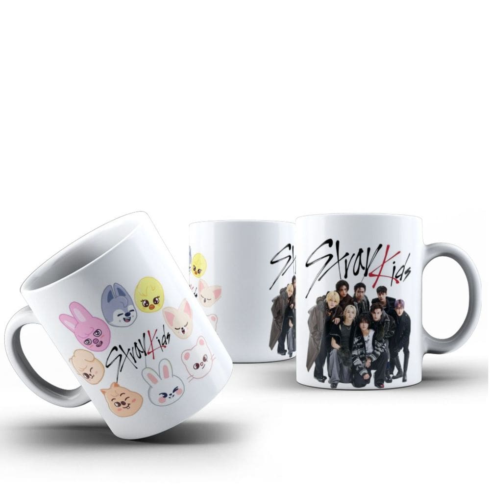 Caneca Stray Kids Kpop Porcelana Estilosa Presente Fã 325ml