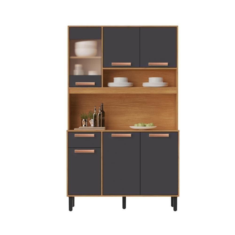 Armário De Cozinha Compacta 120cm Nápoles Grafite Madeira Itatiaia