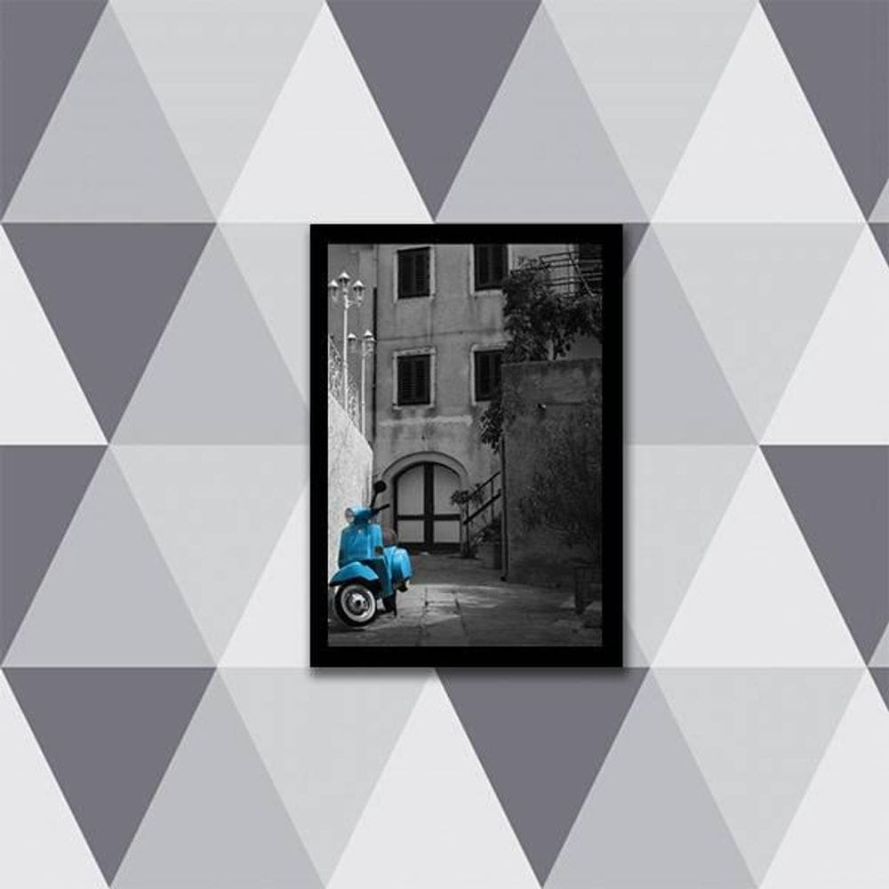 Quadro Fotografia Lambreta Azul 24X18Cm