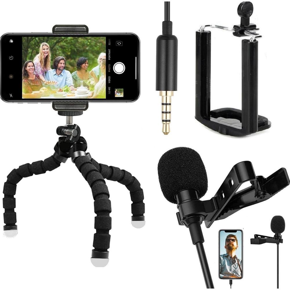 Microfone Lapela Celular Gravação Vídeo + Tripé