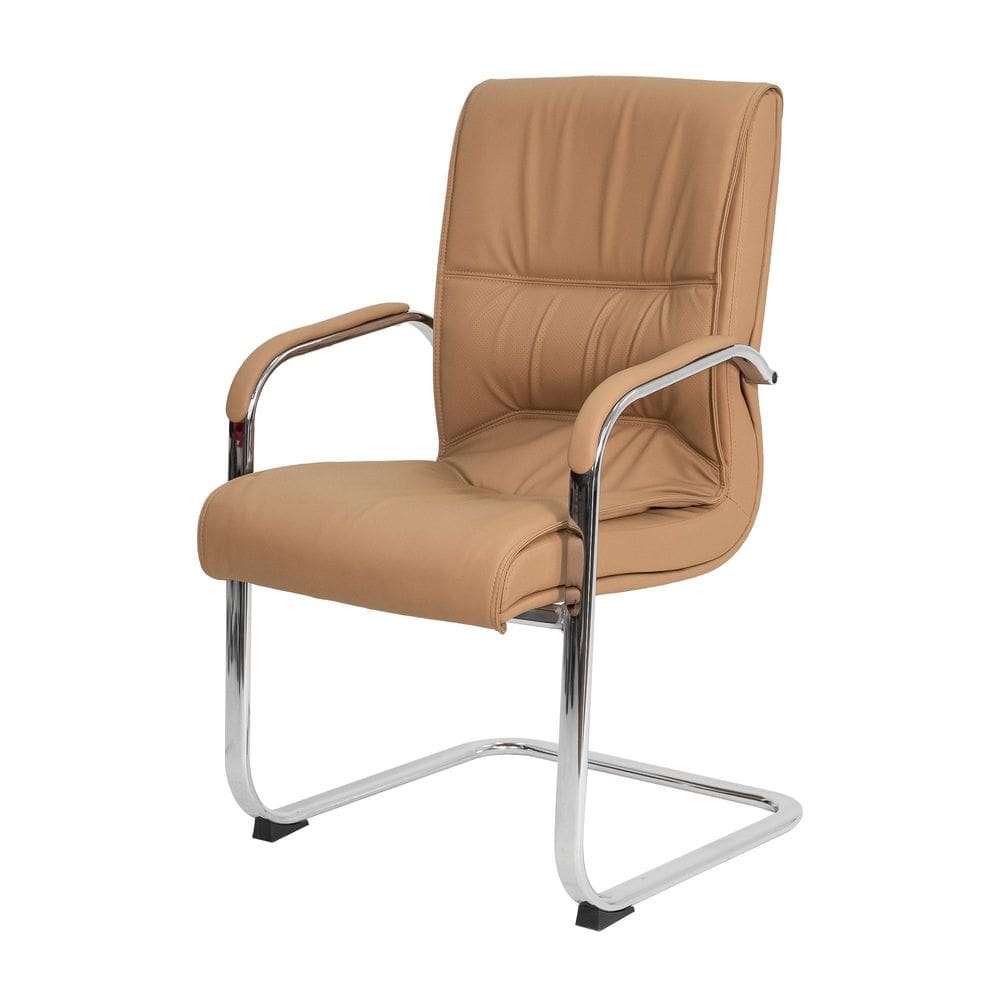 Cadeira Escritório Interlocutor Big Fixa Caramelo Base Croma