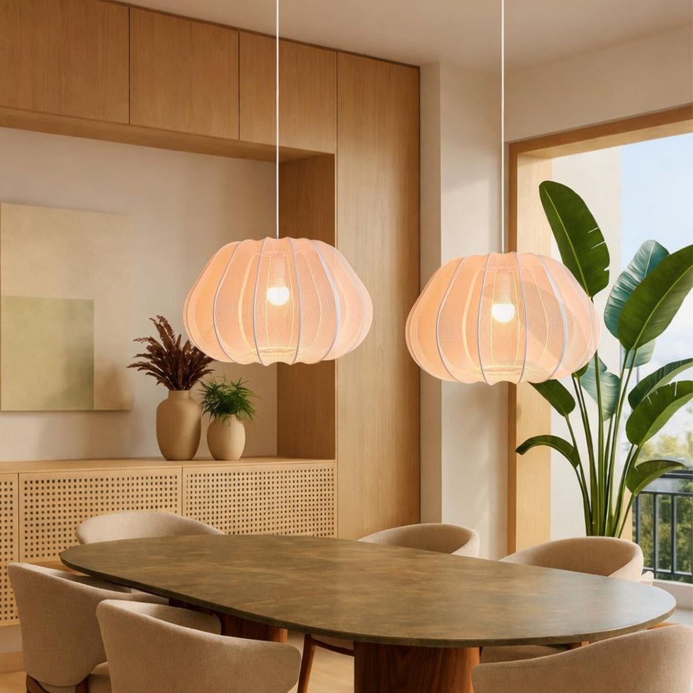 2 Pendente Luminária Balloon Em Tecido Transparente Tec12