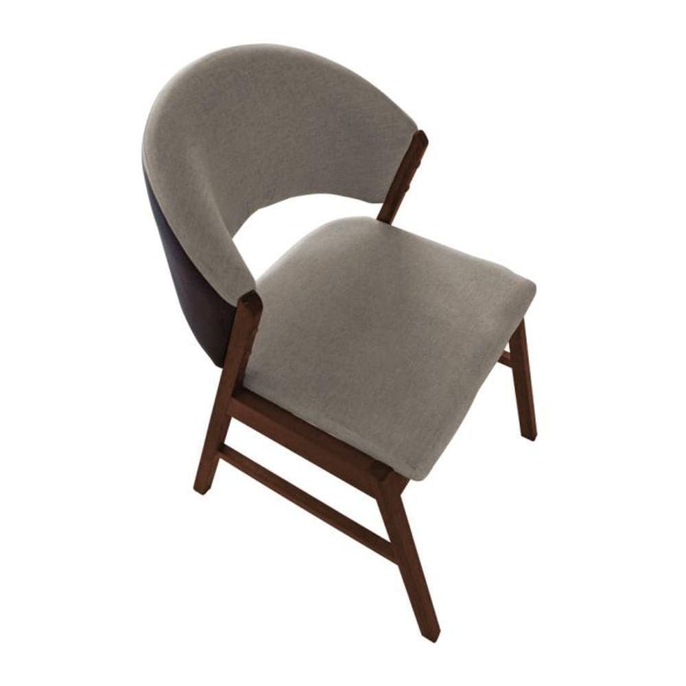 Cadeira De Jantar Madeira Maciça Débora Compose Facto Ocre Bege Linho