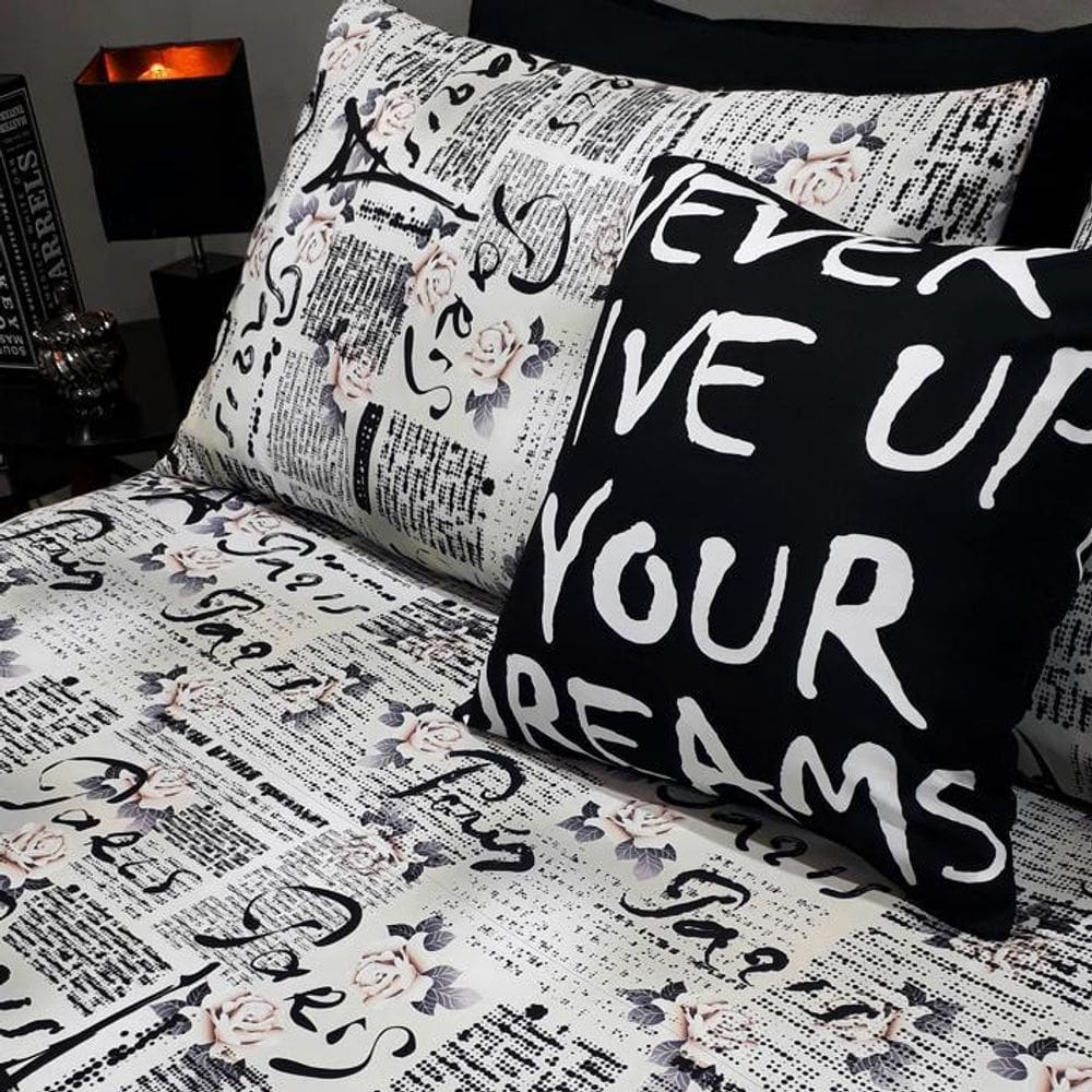 Lençol Com Elástico Casal Comum 4 Un Paris Decor Almofada