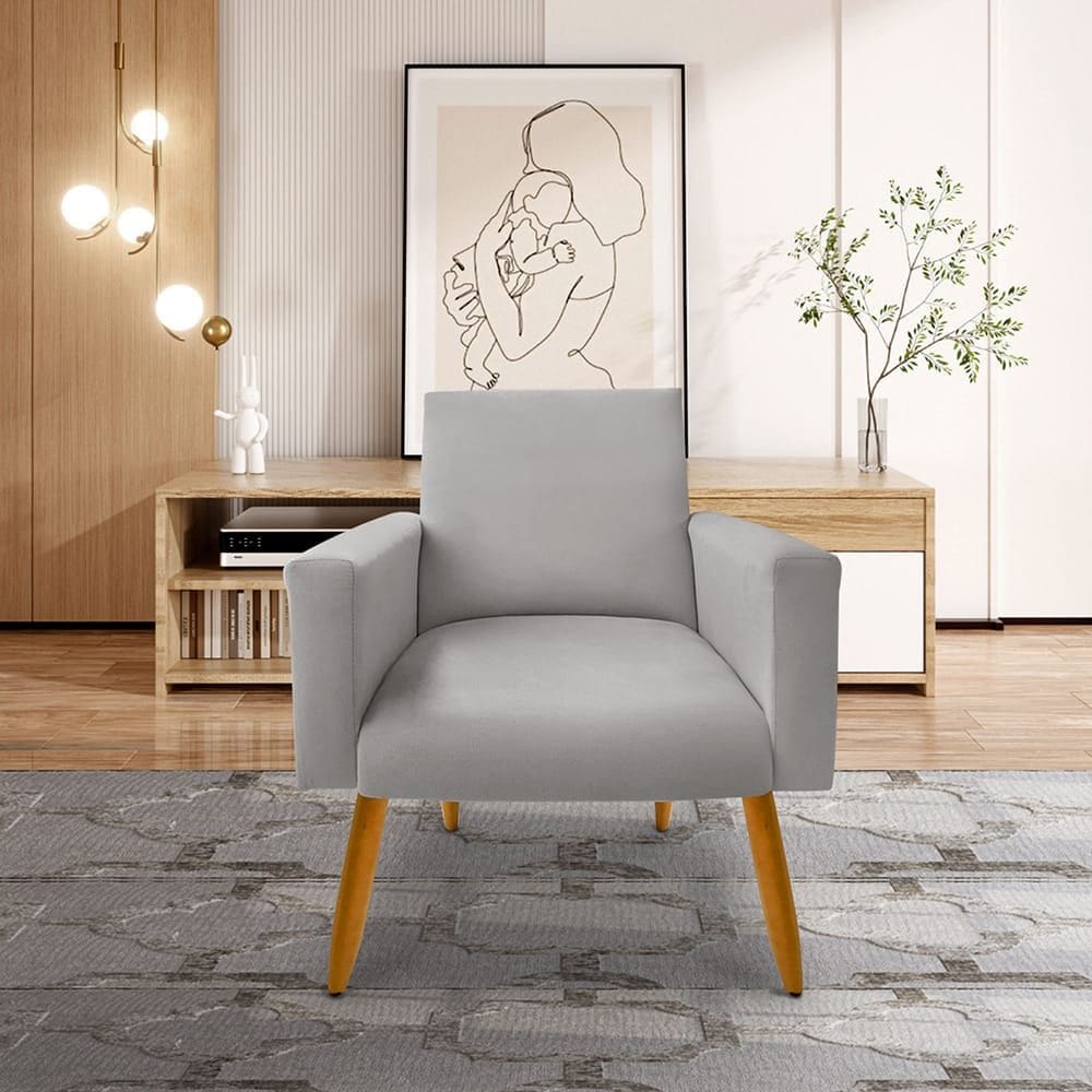 Poltrona Nina Decorativa Suede Cinza
