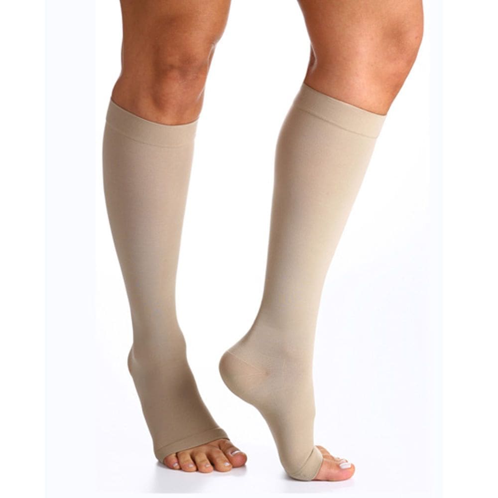 Meia Panturrilha (3/4) Sigvaris Select Comfort Premium 20-30 mmHg M (Tamanho Médio) Longo, Ponteira Aberta, Cor Natural