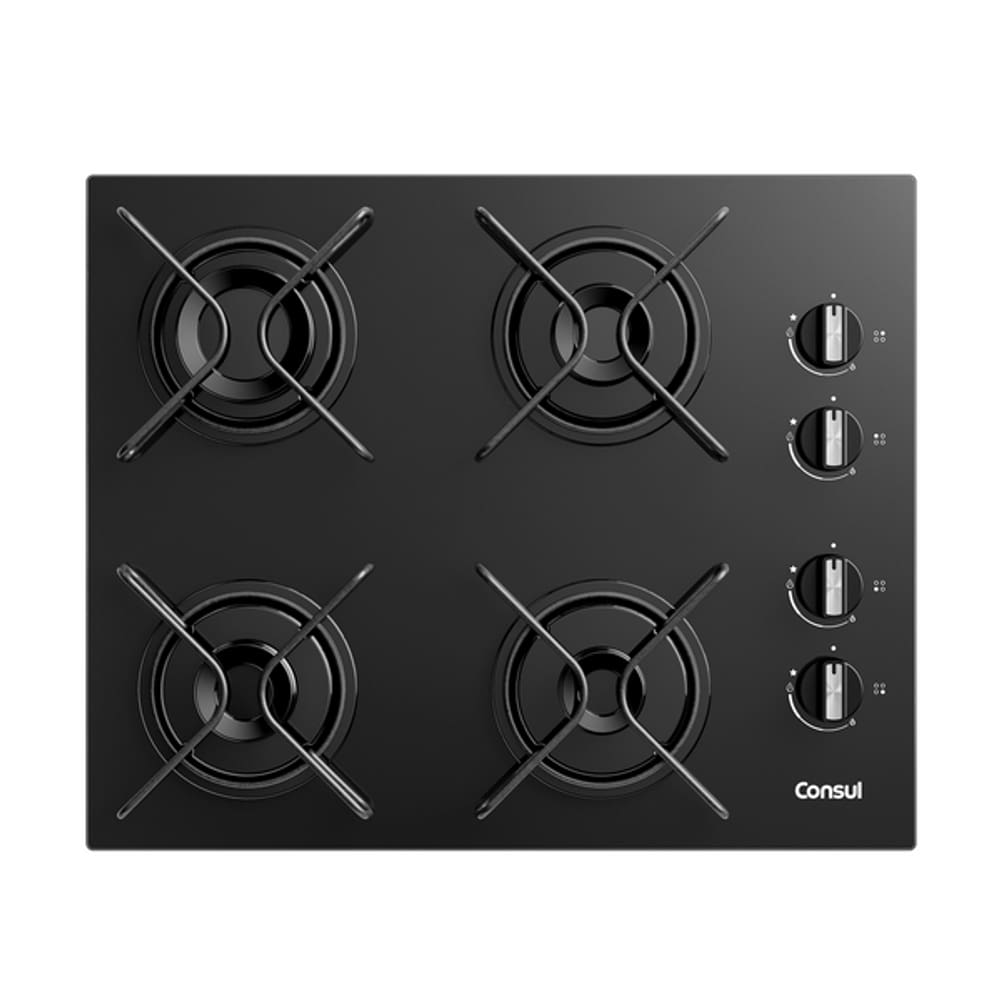 Cooktop 4 Bocas a Gás Automático Vidro Preto Bivolt CD060BEUNA Consul