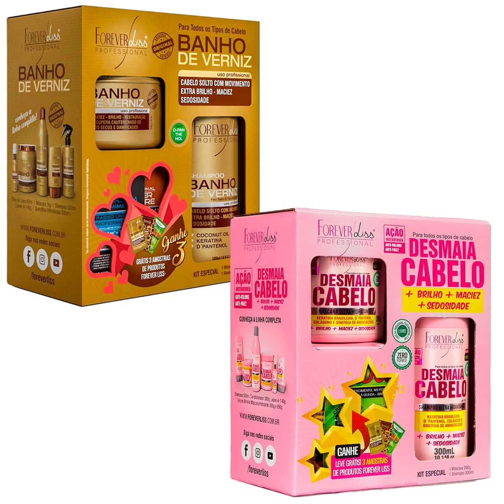 Kit Desmaia Cabelo e Kit Banho de Verniz Forever Liss