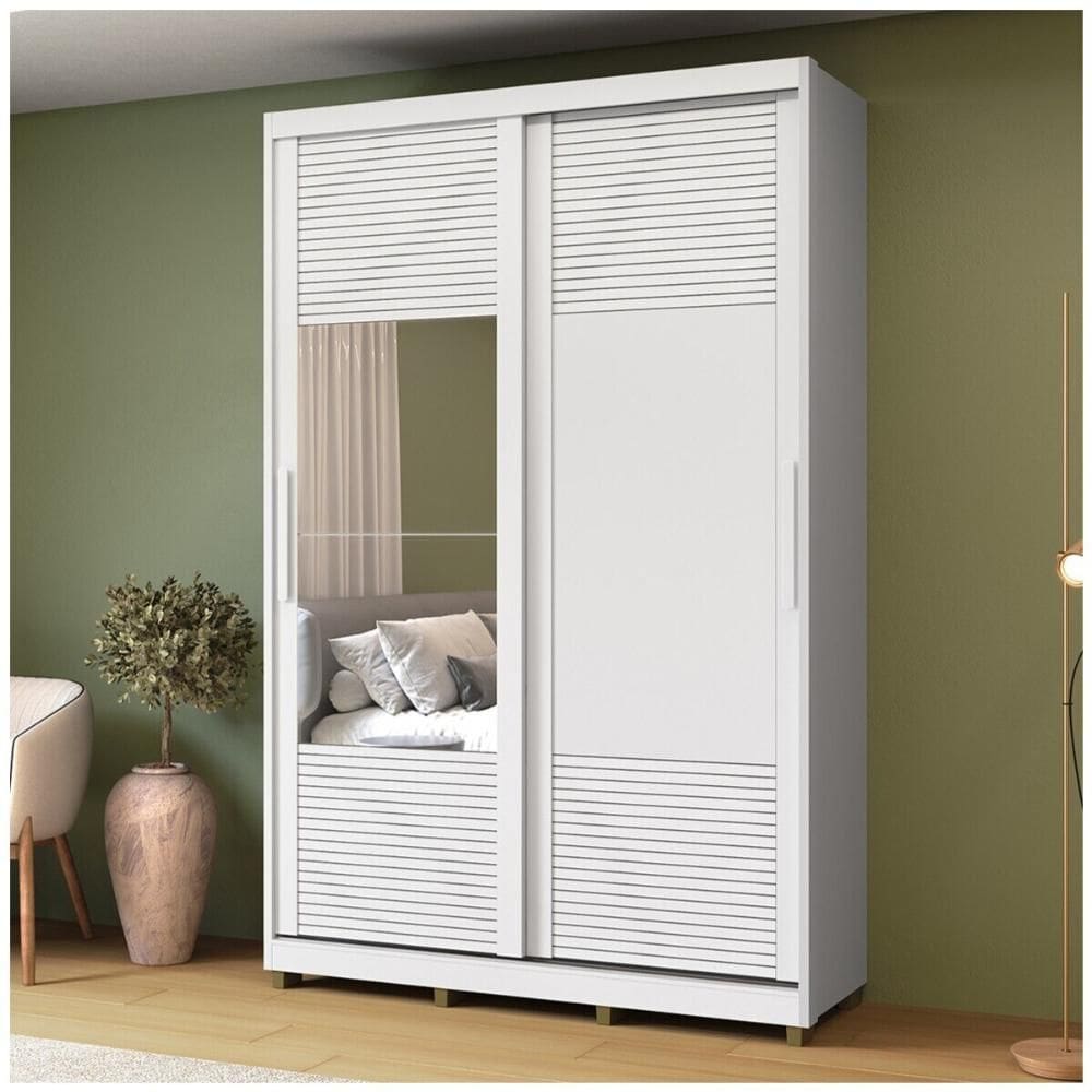 Guarda-Roupa Solteiro com Espelho 2 Portas Correr 3 Gavetas 150cm Multimóveis CR35399
