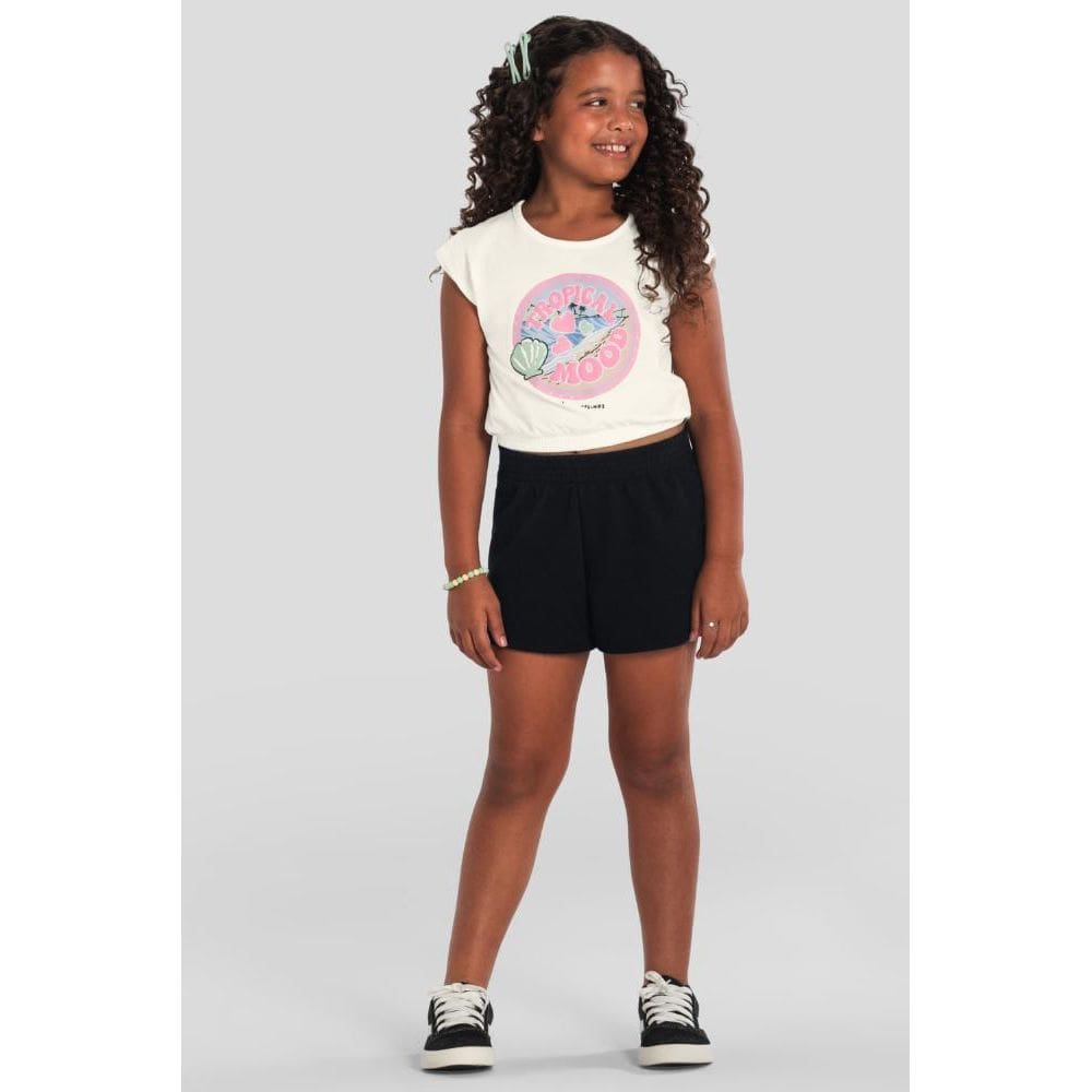 Conjunto infantil menina cropped tropical Brandili