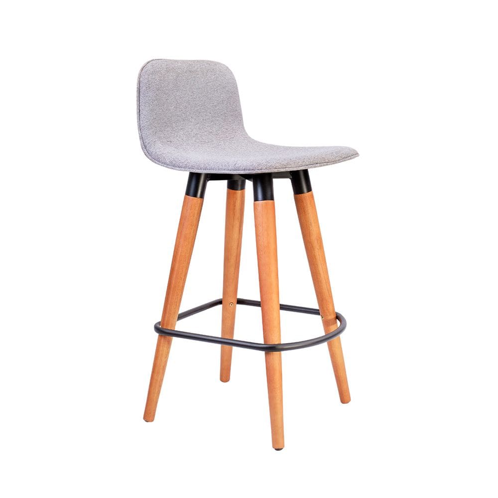 Banqueta Baixa Linea Aço Preto para Balcao Cozinha Ilha Varanda Gourmet Moderno - Cinza Assento