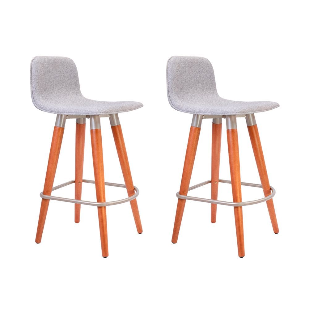 Kit 2 Banquetas Baixas Linea Aço Champanhe para Cozinha Ilha Gourmet Conjunto - Cinza Assento