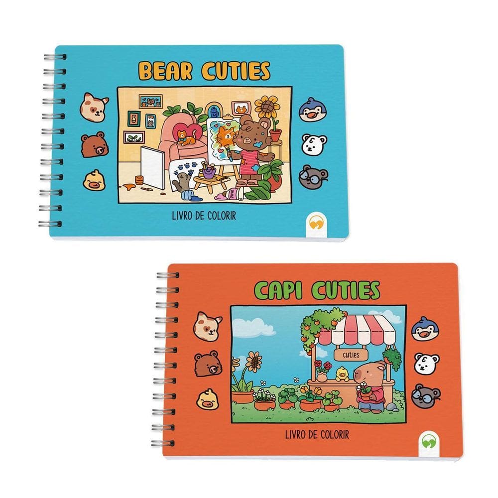 Kit 2 Livro De Colorir Cuties 128 Páginas Bear E Capi