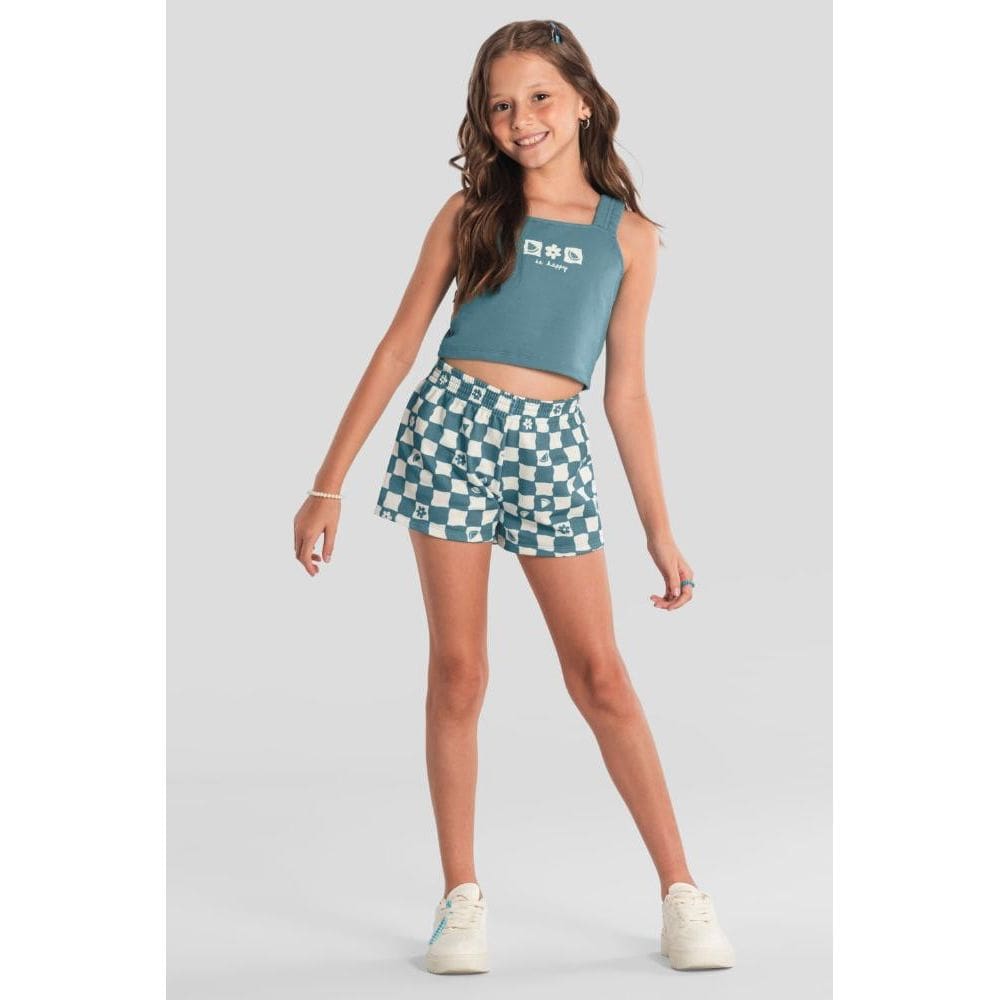 Conjunto infantil menina quadriculado Brandili