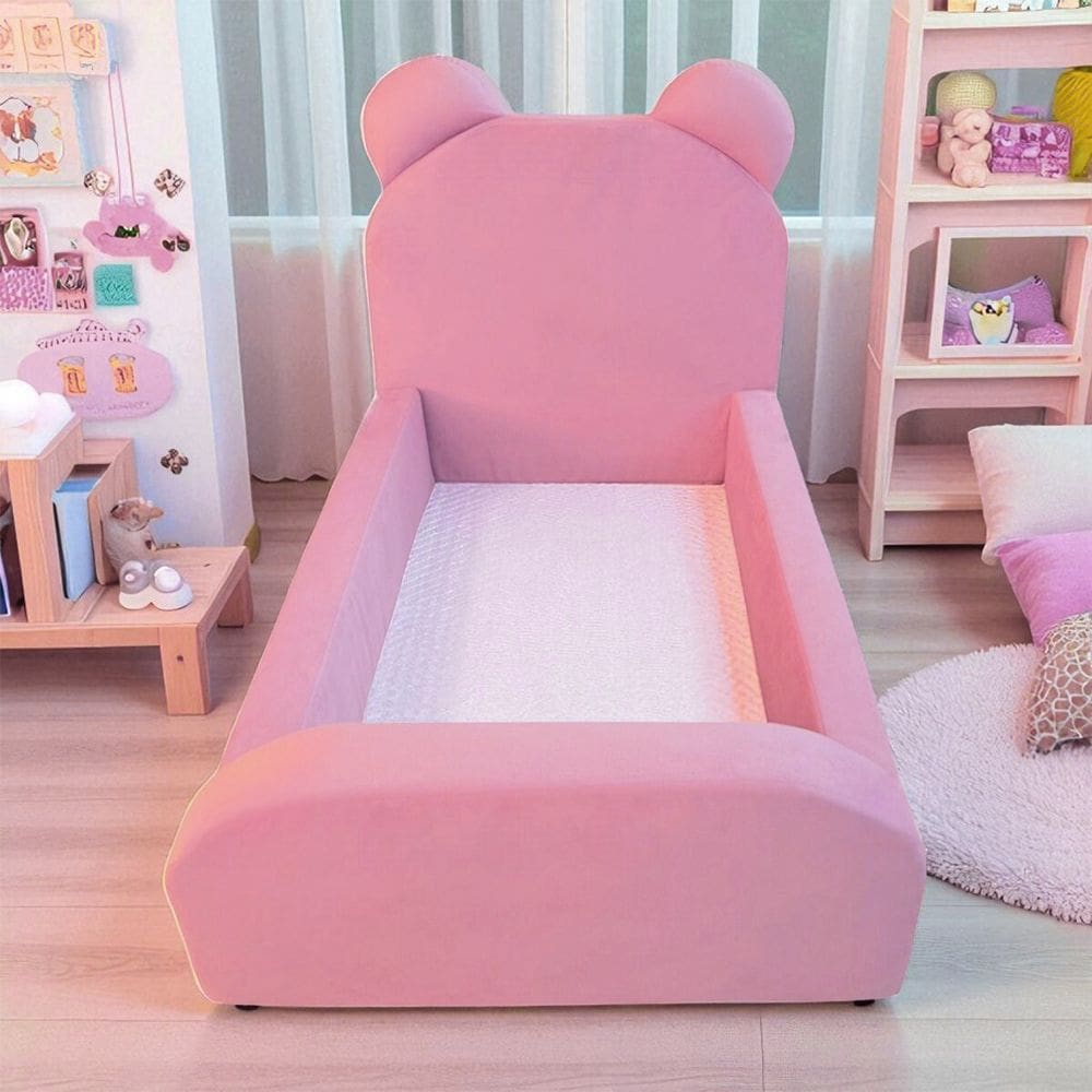 Cama Montessoriana Infantil Soft Menina Segura e Confortável para Quarto de Criança - Rosa