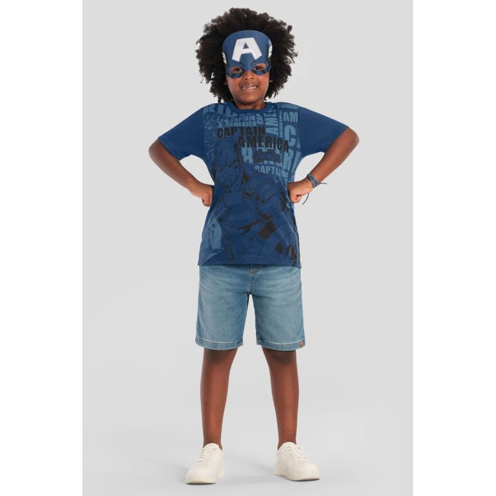 Camiseta infantil menino dos Vingadores com máscara Brandili