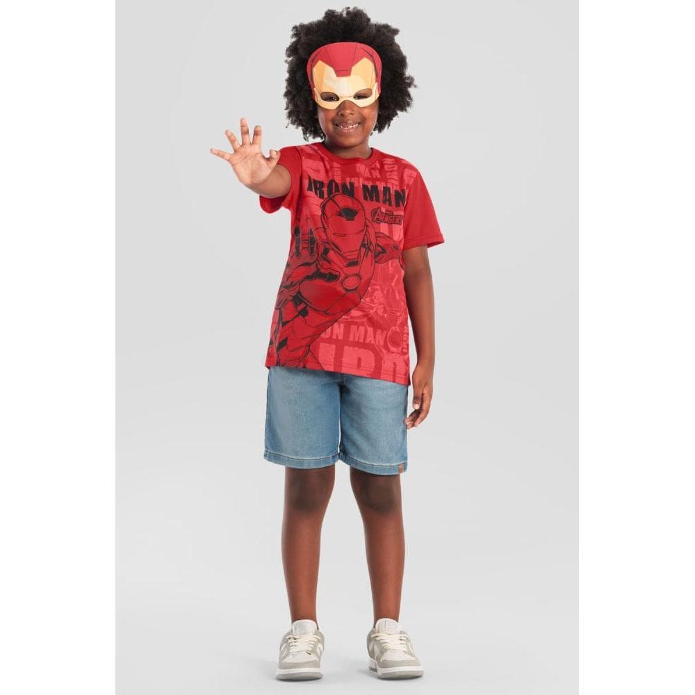 Camiseta infantil menino dos Vingadores com máscara Brandili