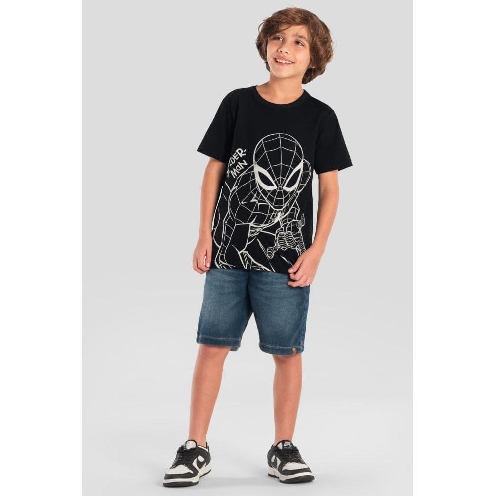 Camiseta infantil menino do Homem-Aranha metalizado Brandili