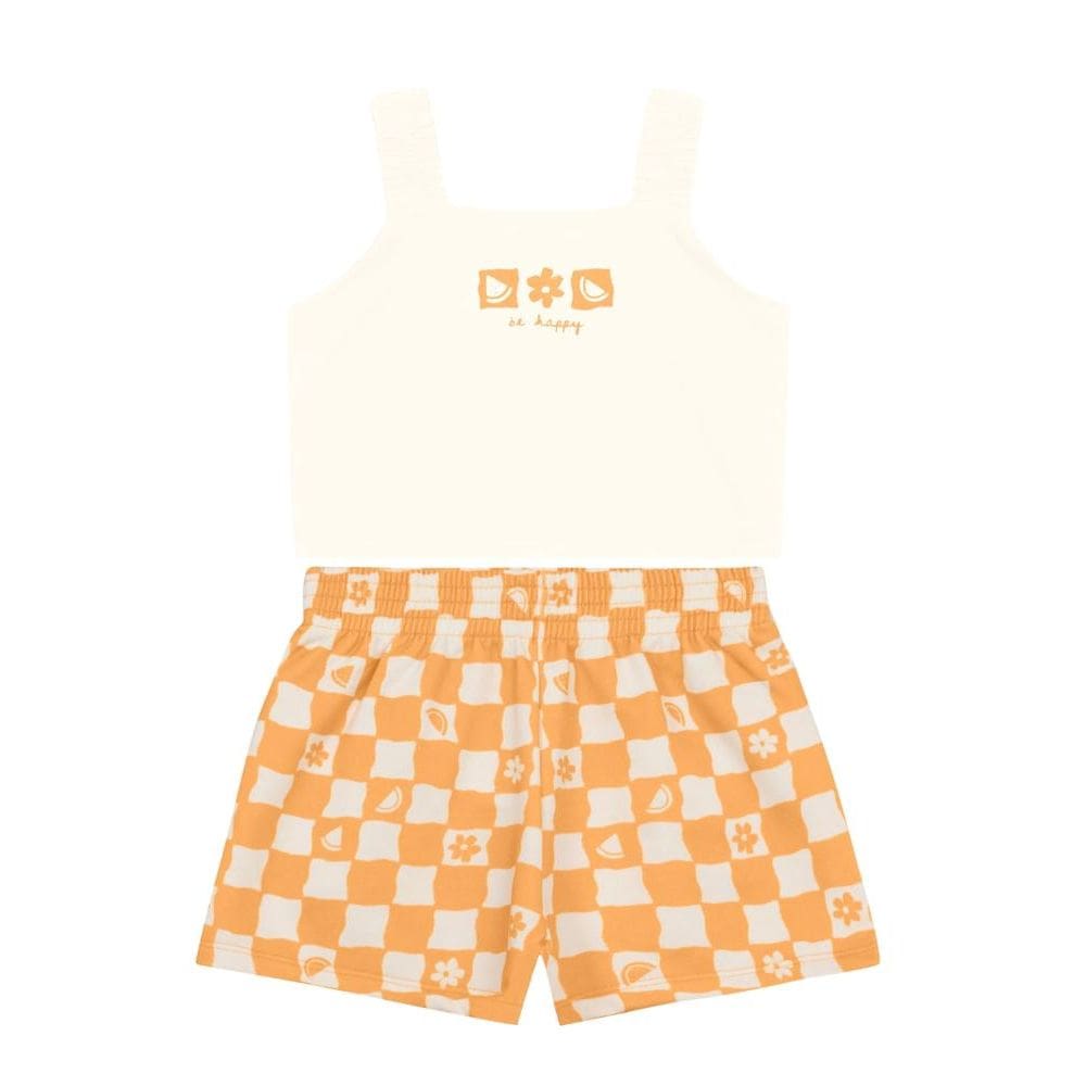 Conjunto infantil menina quadriculado Brandili
