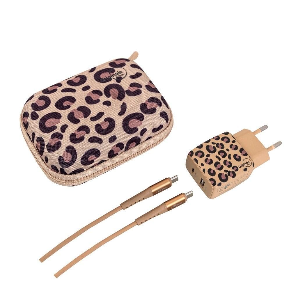 Kit Viagem Animal Print Onça USB-C 30W Originais iPlace com Carregador e Cabo